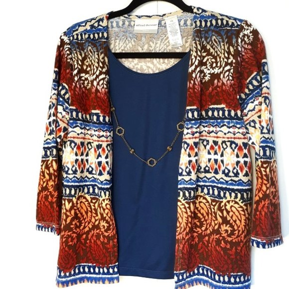 Alfred Dunner Blouse Women's SP EUC Detachable Necklace Layered Look Shirt Top - Picture 1 of 7